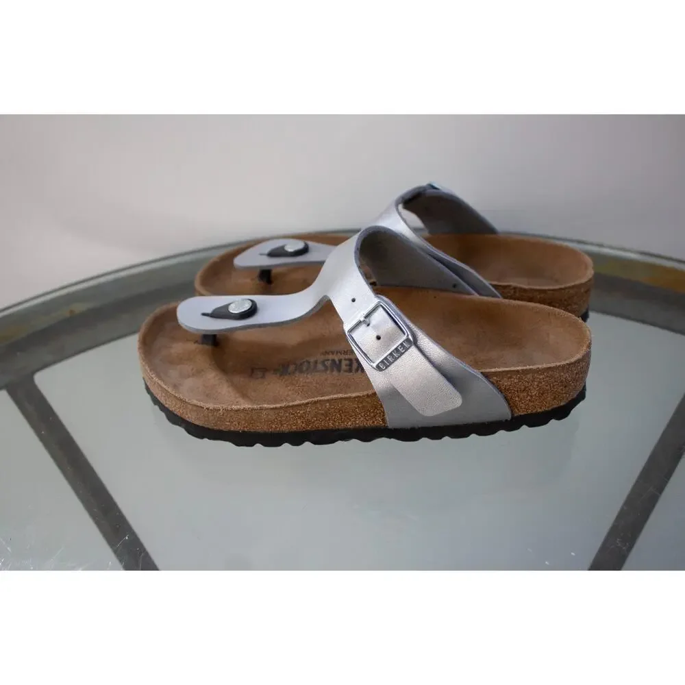 NEW‎ Birkenstock Gizeh Silver Thong Sandals Metallic Womens Size EU 35 / L 4 US